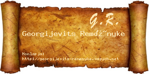 Georgijevits Reményke névjegykártya